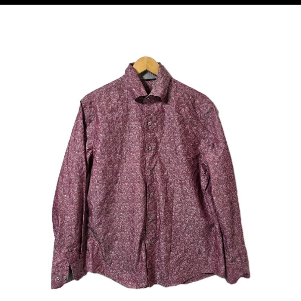 MENS TASSO ELBA PAISLEY PRINT LOING SLEEVE BUTTON UP SHIRT SIZE M 15-15 1/2